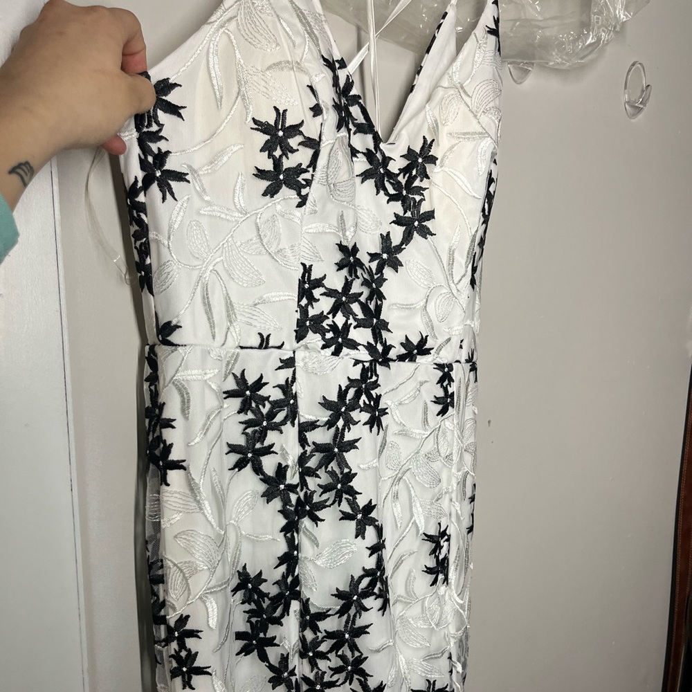 Wedding / Prom Dress. Black and White with flower accents all over.